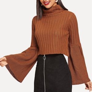 Bell sleeve, roll neck sweater/jumper